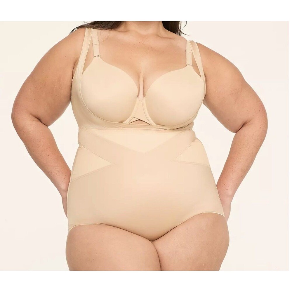 Shape By Cacique Open Bust Bodysuit Level 3 Shapewear 18/20 Beige Tan NWOT